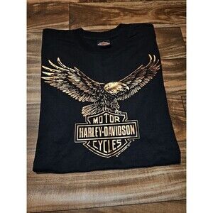 Vintage 1990s Harley Davidson Single Stitch Eagle Black Holoubek T Shirt Size XL